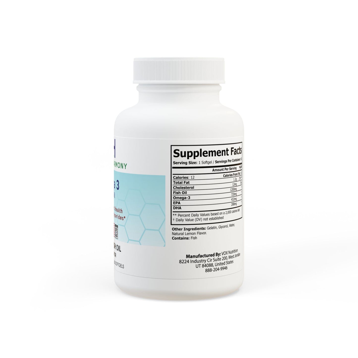 Omega 3 Fish Oil Supplement (60 Softgels)
