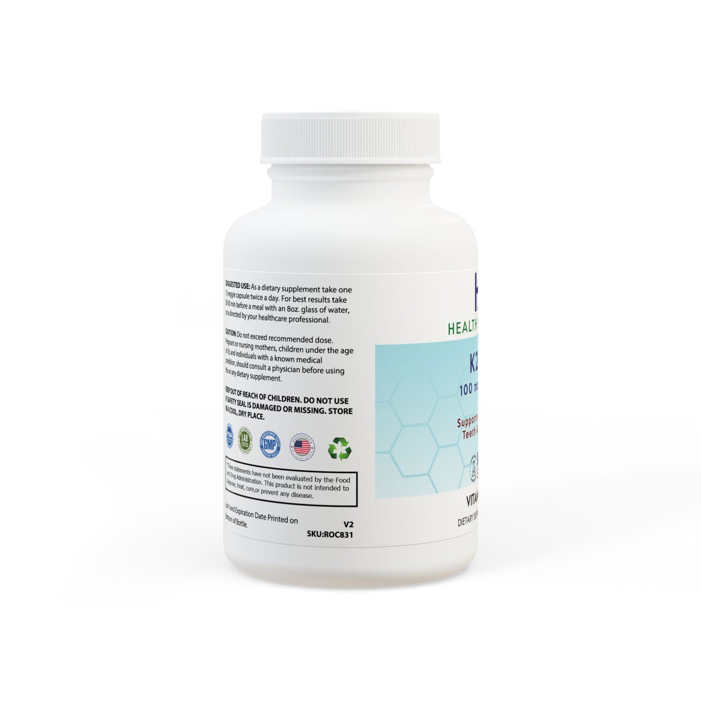 Vitamin K2 + D3 Supplement (60 Capsules)